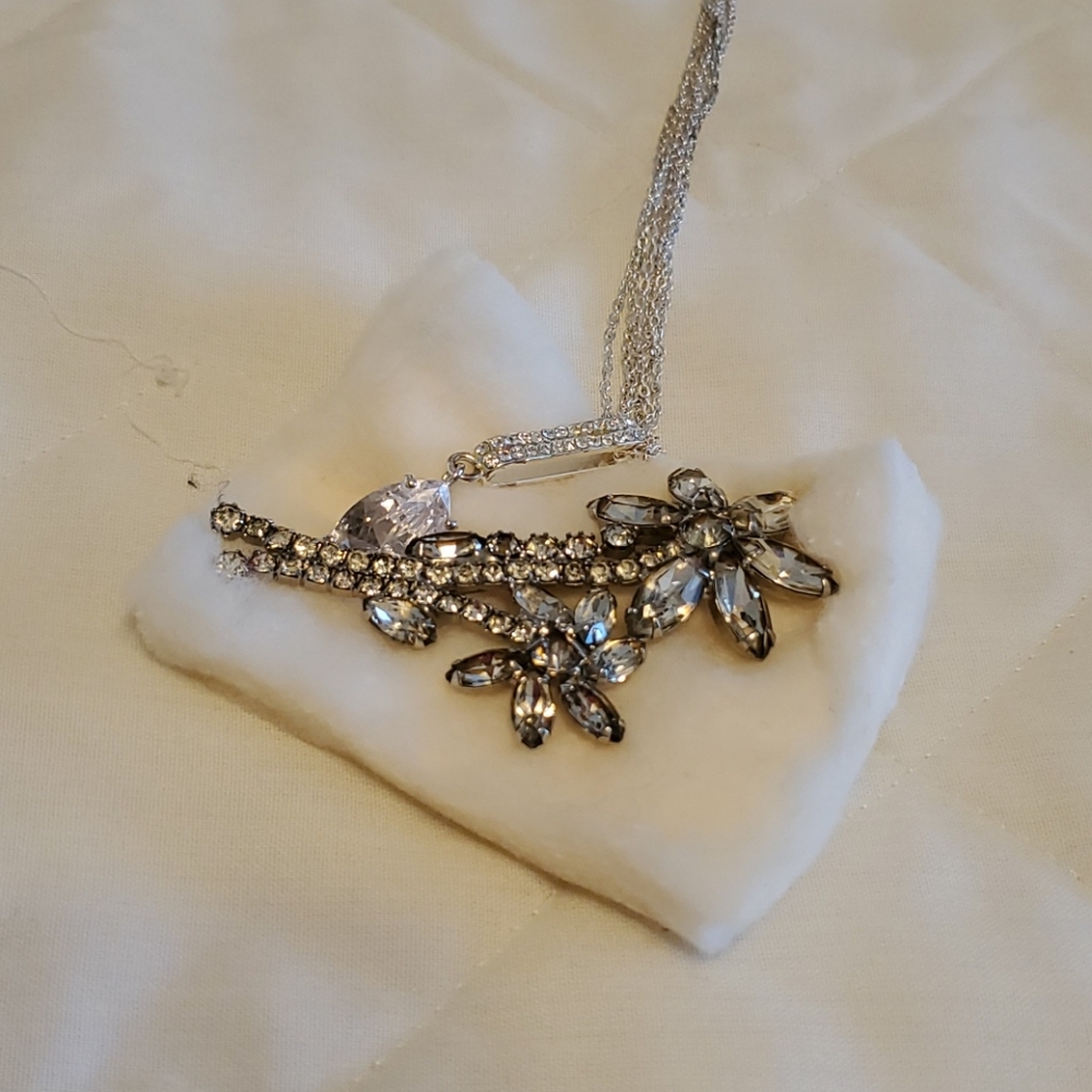 Costume rhinestone necklace and brooch